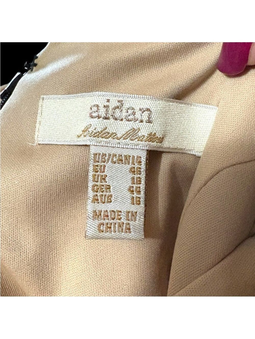 Aidan Maddox-Size 14 Black/Nude Sequined Mini Cocktail Dress. Back zip. Like new - Picture 9 of 15